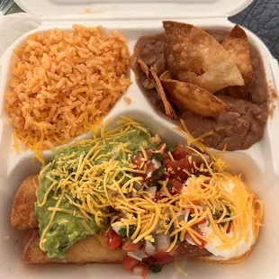 Chicken taquito special plate. Tip: Get toppings on side if you don't plan to eat right away to prevent sogginess. Rice was also on point.