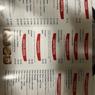 The menu