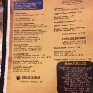 the breakfast menu