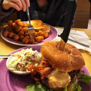 a plate of food and a plate of fried chicken