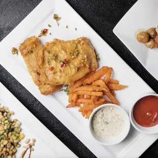 vegetable medley | fish &amp; chips | mushroom napoleon