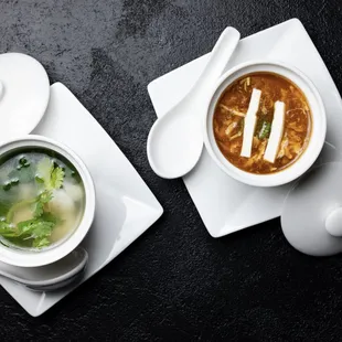 daily soups (wonton &amp; hot and sour)