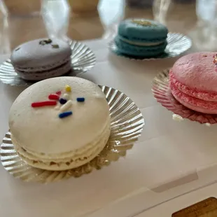 a variety of macarons