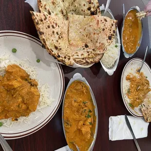 Lamb Korma. Chicken Mushroom. Chef Naan. Garlic Naan.