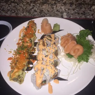 Tuna tempura, Spicy Tuna, Salmon Sashimi