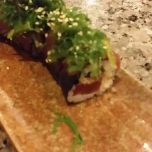 This was the funky tuna roll. Very good. It was a new favorite!