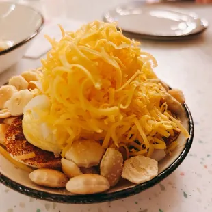 Cincy style chili deviled eggs