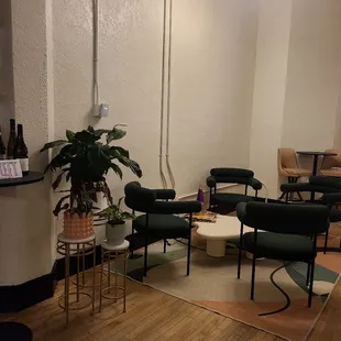 One of many seating areas