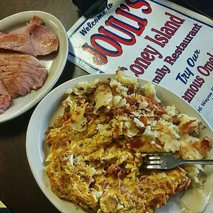 All Meat Omelette with side order Ham
