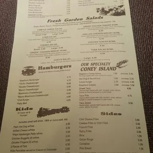 Salads, Burgers, Coneys and Sides