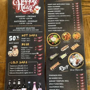 Happy hour menu