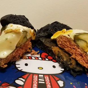 Inside of the Breakfast Burger... "rare"... and no spicy sauce