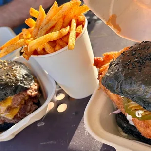 a burger and french fries