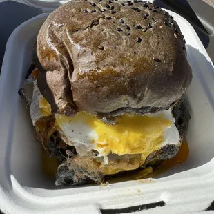 Black Bun Breakfast Burger