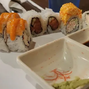 a plate of sushi