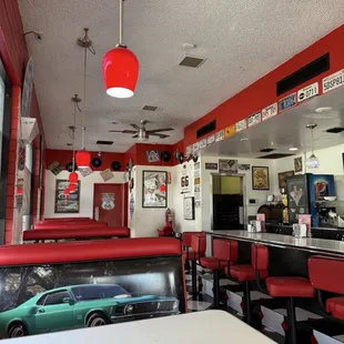 Inside the diner.
