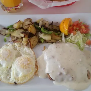 Country Fried Steak and 2 Eggs Breakfast