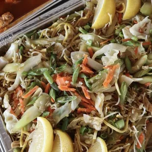 Half tray of pancit