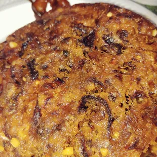 Burnt and crispy egg foo young.