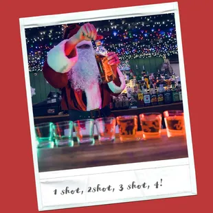 santa holding a bottle of beer