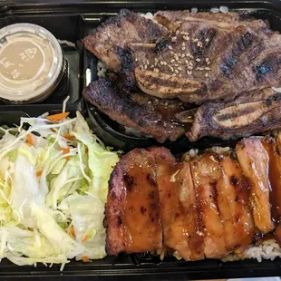 Chicken teriyaki and beef short ribs combo