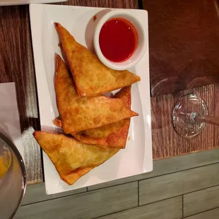 Happy hour crab rangoons