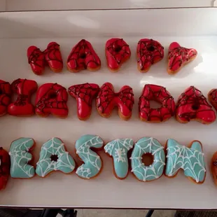 Birthday donuts we ordered for our nephew. Full size donuts, not minis.