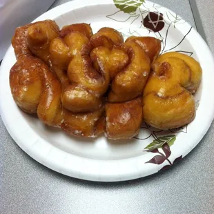 Pinecone donut - it's huge!! This paper plate is a little smaller than a dinner plate.
