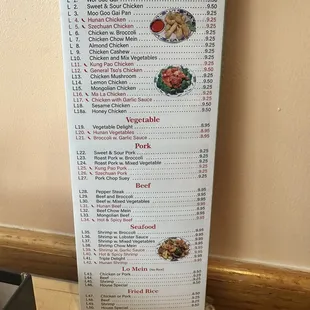 Lunch menu