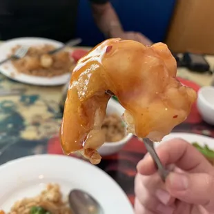 General tso&apos;s shrimp and scallops.