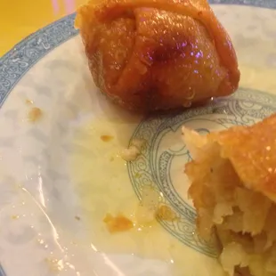 When the egg roll was opened, this greasy oil ran out. Nasty #UpCloseSavor