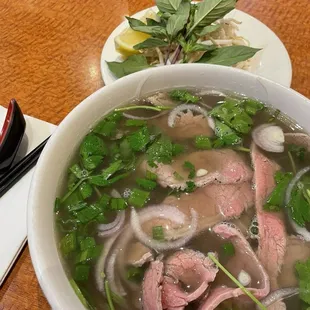 Rare beef, brisket, tendon, tripe pho. Beef was not steak, no tendon, no tripe and I wasn't informed while ordering.