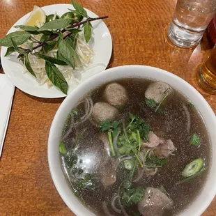 Rare Beef Flank and Meatball Pho