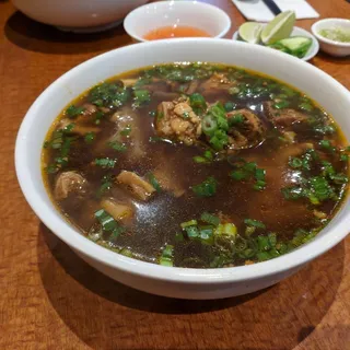 Belly Beef Stew Flat Noodle Soup