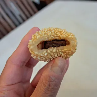 Inside a sesame ball