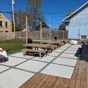 Seating in back is great for kids to run around and play!