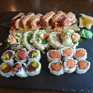 My selection of 4 tuna based sushi rolls.