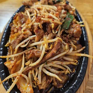 Spicy pork and squid w/veggies