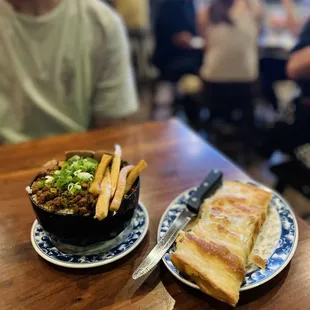 Minced Pork on Rice &amp; Thousand Layer Pancake with Egg