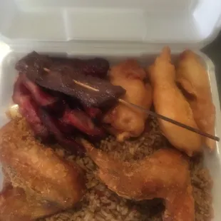 a takeout box of food