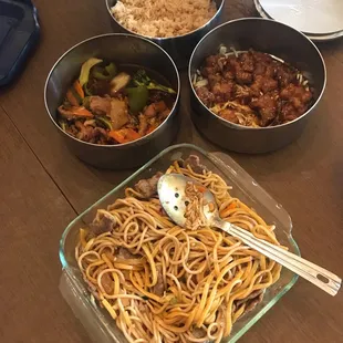 Chow mien kung pao chicken sesame chicken and fried rice