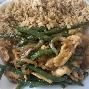 Green bean chicken with fried rice