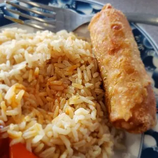 Chicken fried rice&amp; Egg roll