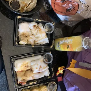 a variety of food items on a table