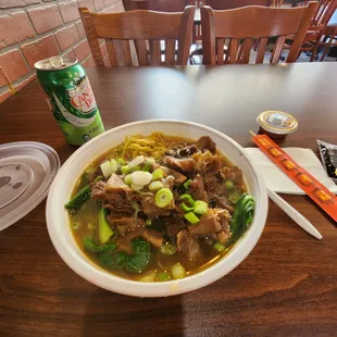 Love the braised beef soup here.