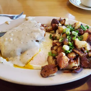 Chicken /fried Steak, Eggs, Medium, Potatoes.