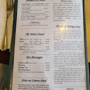 Salad and Drink Menu 8/2023