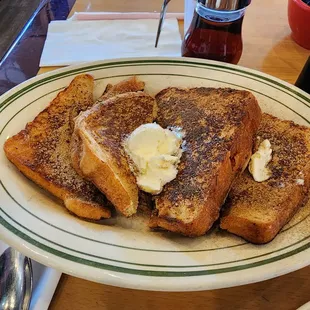 French toast with cinnamon sugar instead of powdered sugar.