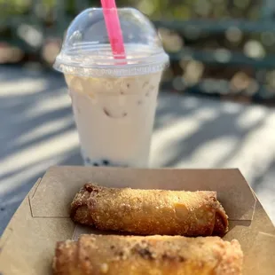 Egg rolls and bubble tea