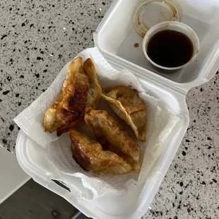 Fried gyoza.